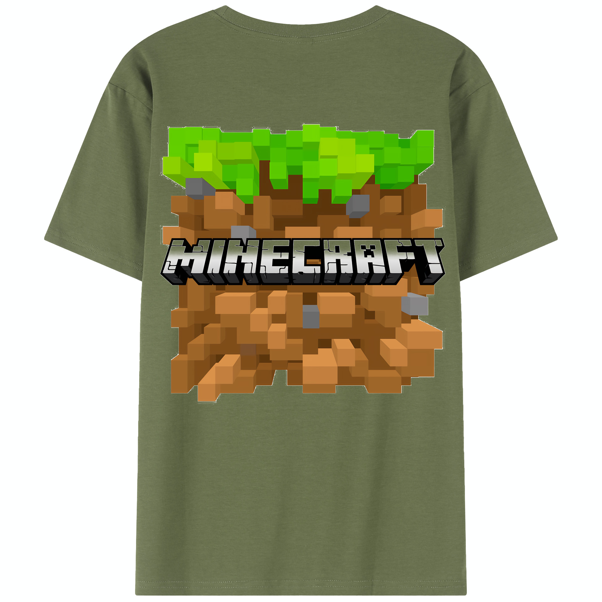 （画像用） マインクラフト ブロックの世界 Minecraft MC Block world 綿100％半袖Tシャツ（背面プリント）